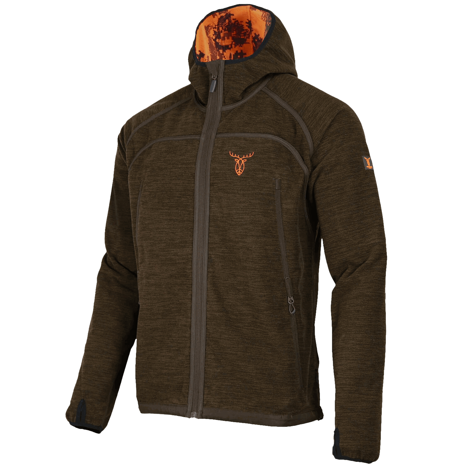 Pirscher Gear Fleece Reversible Hoodie-Jacket (Blaze/Brown)