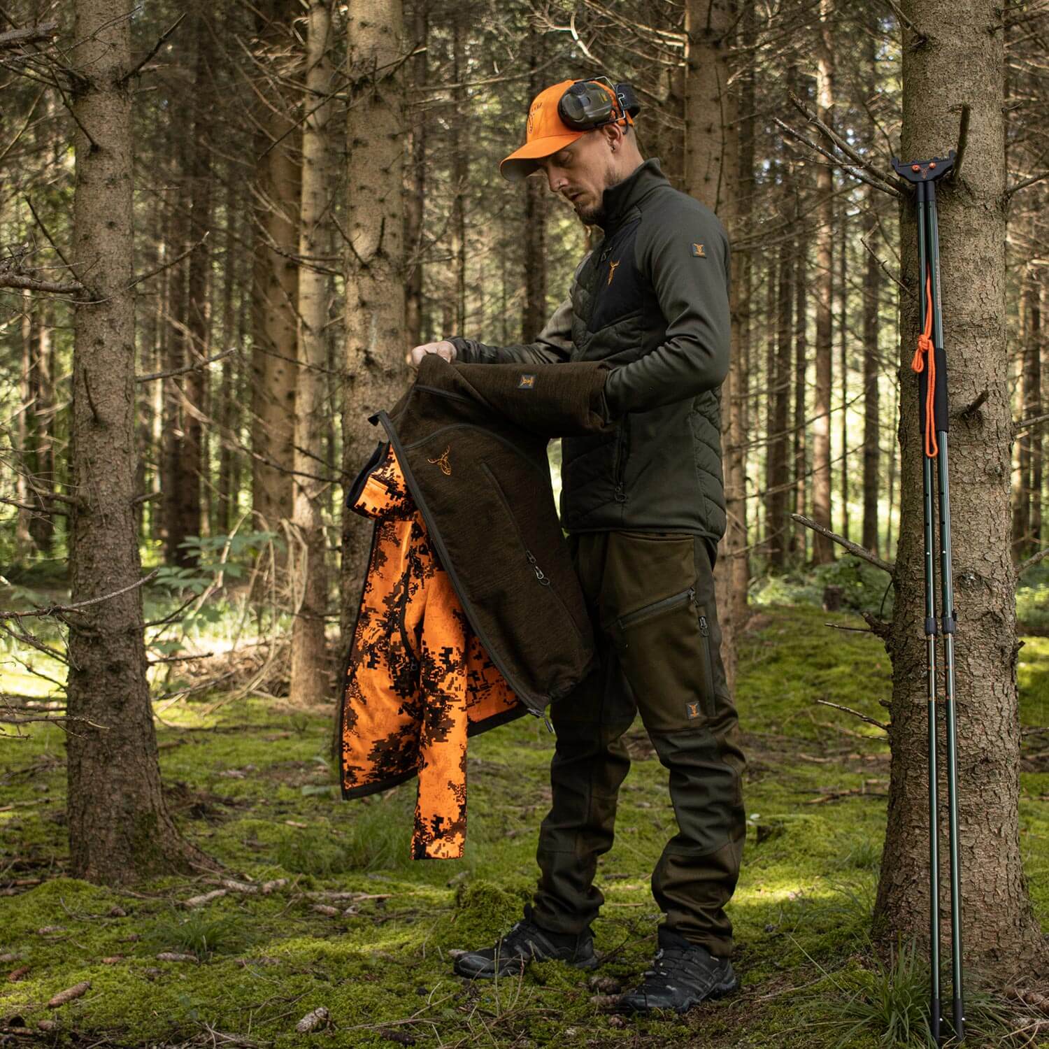 Pirscher Gear Fleece Reversible Hoodie-Jacket (Blaze/Brown)