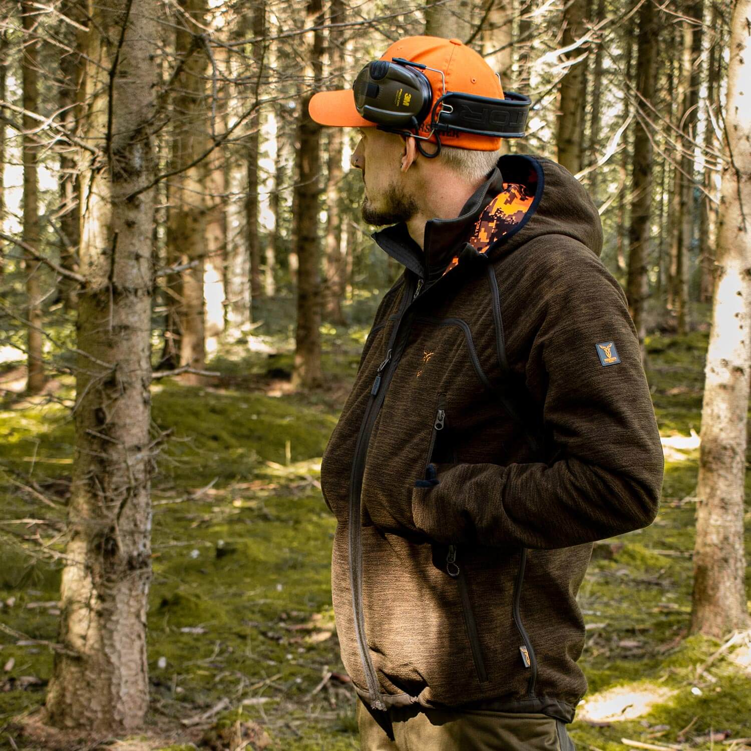 Pirscher Gear Fleece Reversible Hoodie-Jacket (Blaze/Brown)